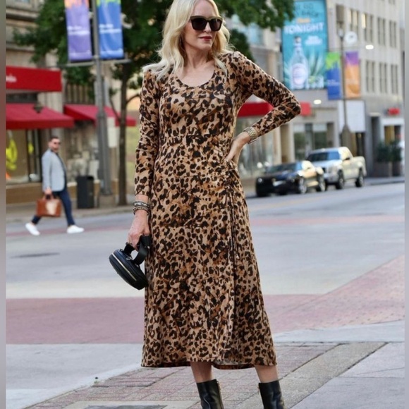 CAbi Selma Leopard Print Long Sleeve Maxi - Size XL - Picture 2 of 7